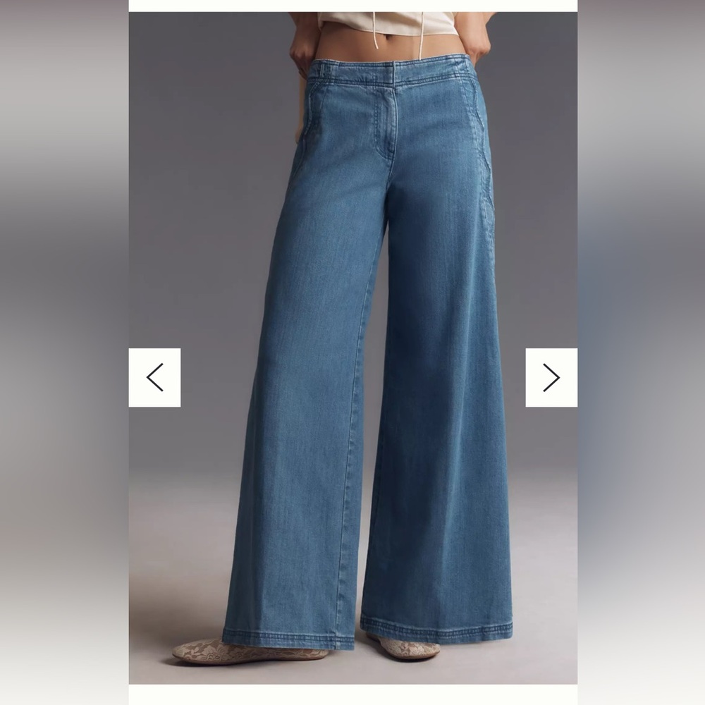 Maeve Anthropologie Wide-Leg Scalloped Edge Women's Jeans